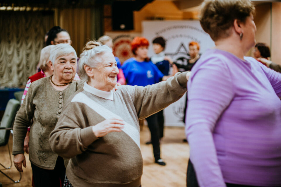 Group of elderly people exercising