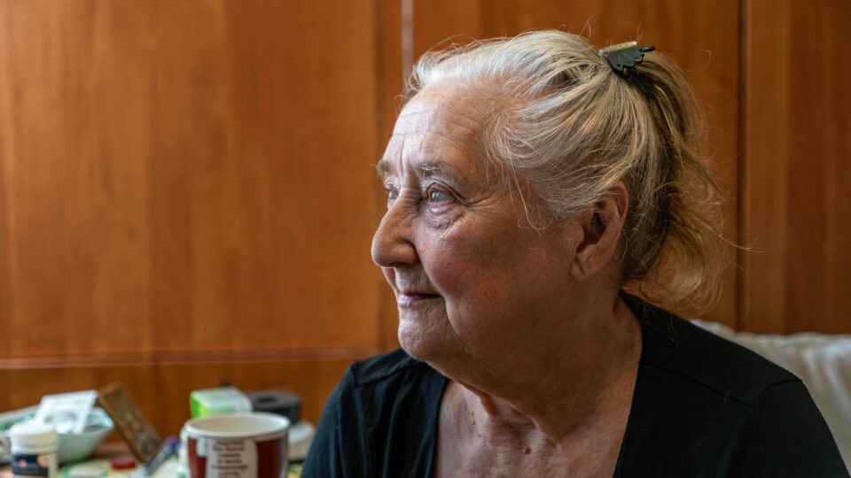 Older woman in Ukraine alone